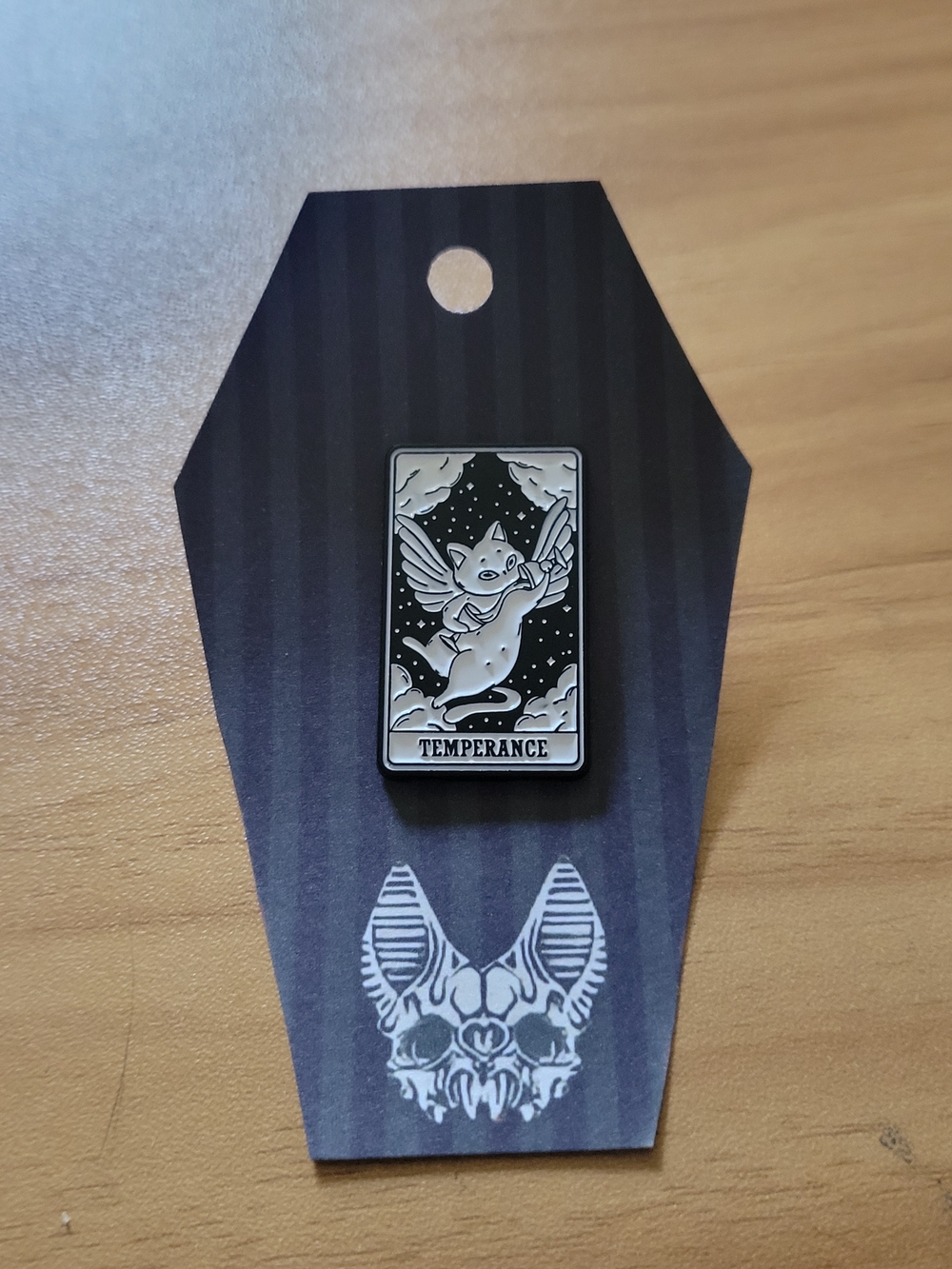 💀NEW💀Hand Crafted Black and White Temperance Tarot Cat Brooch